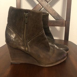 Brown Frye Wedge Booties